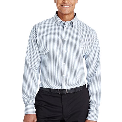 Men's CrownLux Performance® Micro Windowpane Woven Dress Shirt Thumbnail