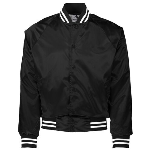 Unisex Satin Baseball Jacket Striped Trim Thumbnail